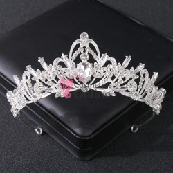 Coroana eleganta pentru mireasa CR014DD Argintie cu cristale din sticla